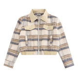 Women Jacket Plaid Coat Women's PU Leather Lapel Zipper Cardigan Jacket