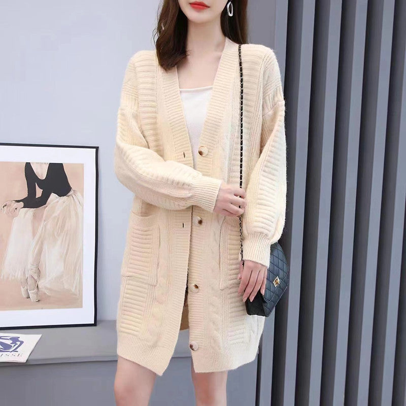 Women Knitwear Autumn and Winter Sweater Coat Loose Knitted Cardigan