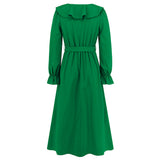 Women Date Dress Winter V-neck Dress Mid-Length Dress