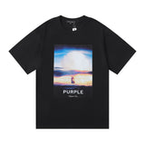 Purple Brand T Shirts Mushroom Cloud Print Loose Casual Short Sleeve T-shirt