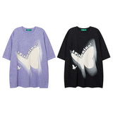 Men T Shirt Butterfly Embroidered Patch Distressed Short Sleeve T-shirt