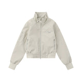 Women Jacket Autumn Leisure Stand Collar Zipper Pocket Cardigan Jacket