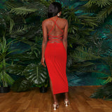 Women Dress Sexy Backless Slit Sling Dress