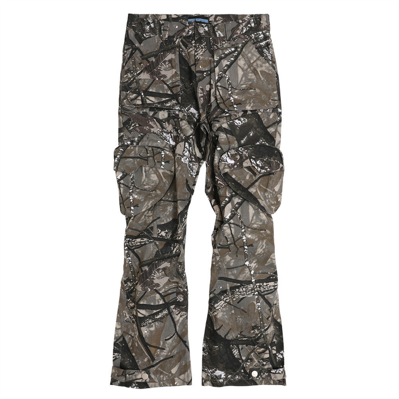 Men Sweatpants Stereo Multi-Pocket Cargo Pants Loose Hip Hop Adjustable Buckle Camouflage Pants