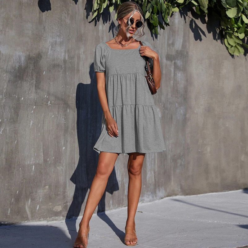 Women Dress Knitted Square Collar Dress