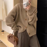 Women Knitted Cardigan Retro Turtleneck Button Autumn and Winter Sweater