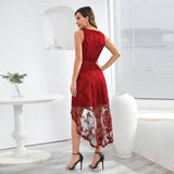 Women Date Dress Summer Butterfly Embroidery Mesh Lace Dress