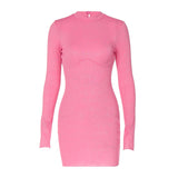 Women Dresses Long Sleeve Sexy Backless Dress