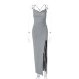 Women Dresses Summer Sexy Backless Slim Fit Split Sling Dress