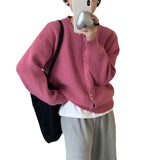 Women Knitted Cardigan Autumn and Winter round Neck Casual Sweater Coat