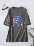 Printed 1776 Crew Neck Short Sleeve Casual Loose Women's T-Shirt