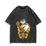 Anime Nika Luffy Washed Old Retro T-Shirt Short Sleeve