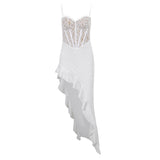 Women Dresses Lace Sexy See-through Sling Dress