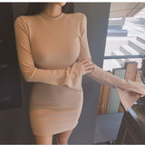 Women Dresses Sexy Slit Long Sleeve Hip Skirt Dress