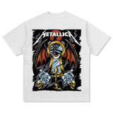 Mens Vintage Rock Band T-Shirt Washed Short Sleeve T-Shirt Crew Neck Rock METALLICA
