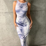 Women Dresses Autumn and Winter 3D Printed Sleeveless Slim Fit Pullover Dress (Bla0420)