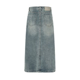 Women Long Skirt Split Denim Skirt Summer Retro Loose A- line Skirt