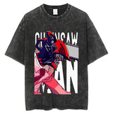Vintage washed anime cotton T-shirt Harajuku