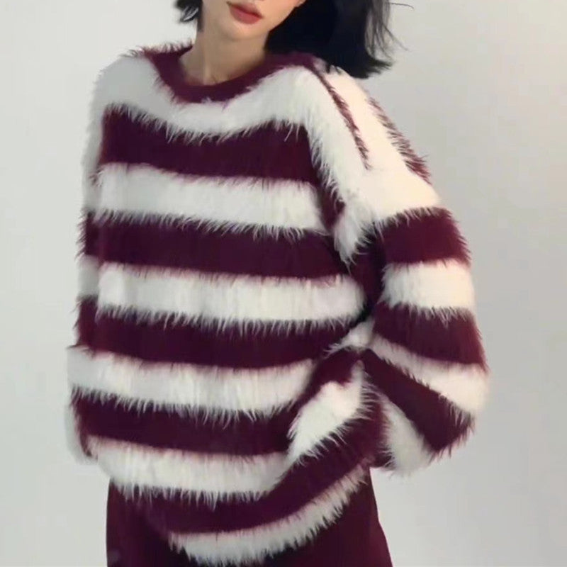 Women Knitwear Autumn and Winter Striped Sweater Loose Sweater