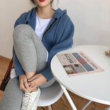 Women Knitted Cardigan Zipper Hooded Sweatshirt Casual Sweater Women's Loose Sweater Coat