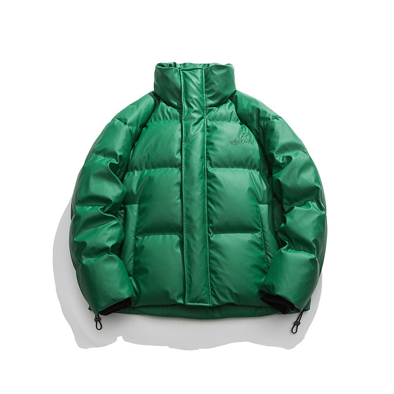 Unisex Winter Cotton Coat Stand-up Collar down Jacket Vintage White Duck down Warm down Jacket