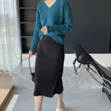 Women Knitted Skirt Autumn Knitted Skirt Hip Skirt
