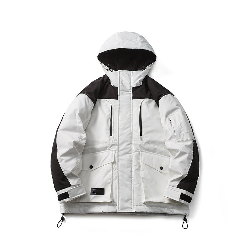 Unisex Winter Cotton Coat Three-Dimensional Large Pocket Hooded down Jacket down Shell Jacket