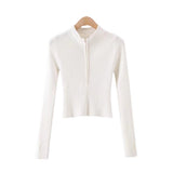 Women Sweater Knitwear Autumn and Winter Zipper Stand Collar Sweater