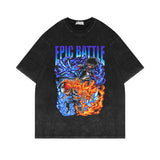 Anime washed old short-sleeved T-shirt