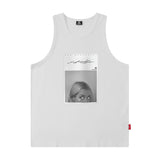 Men Vest Letter Print Vest Hip Hop Oversize Sleeveless T-shirt