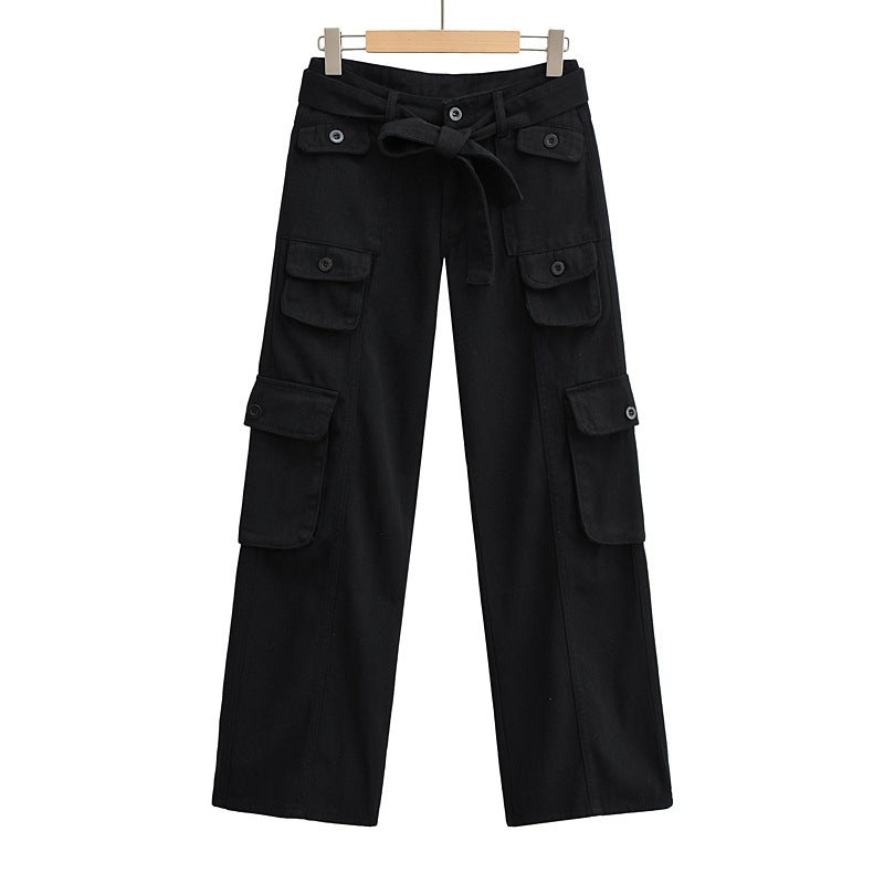Women Sweatpants Multi-Pocket Cargo Pants Loose Hip Hop Wide Leg Pants
