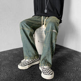 Men Jeans Elastic Waist Jeans Baggy Straight Trousers