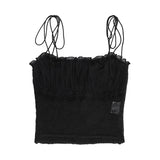 Women Tops Summer Sexy Slim Fit Spaghetti Straps Knitted Top (Csm202404)
