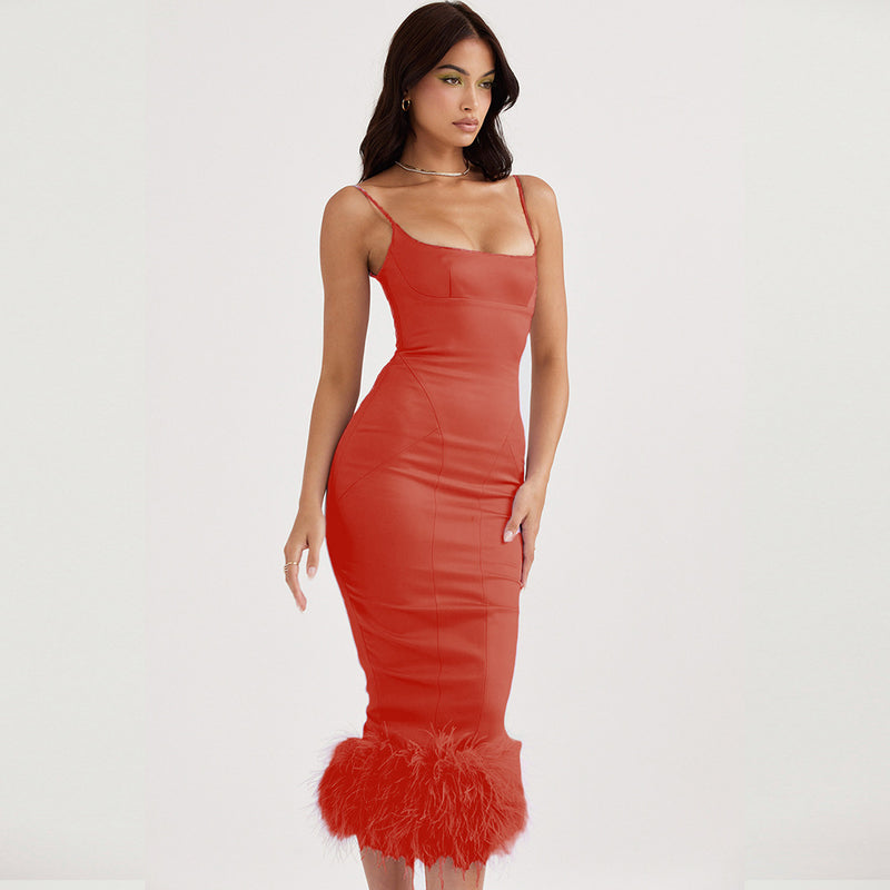 Women Dresses Sexy Sheath Suspender Skirt (Zns0409)