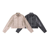 Unisex Jacket Autumn Short Stitching Leather Coat