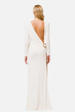 Women Evening Dress White Sexy Backless High Slit Bandage Slim Fit Long Dress