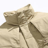Unisex Winter Cotton Coat Three-Dimensional Pocket Decoration Workwear Cotton Coat Retro Stand-up Collar Cotton-Padded Clothes