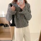 Women Knitwear Spring and Autumn round Neck Bow Sweaters Cardigan