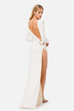 Women Evening Dress White Sexy Backless High Slit Bandage Slim Fit Long Dress