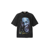 Men T-shirts Tyson Boxer BIG FACE Beast Print Washed Old Short Sleeves