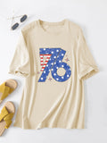 Printed 1776 Crew Neck Short Sleeve Casual Loose Women's T-Shirt