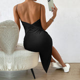 Women Dress Spring Suspender Skirt Sexy Backless Sheath Dress