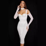 Women Dresses Bandage Dress Long Sleeve V-neck Dress Party Dress (Ont0408)