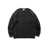 Unisex Winter Cotton Coat Perforated Hole Decoration round Neck Sweater