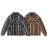 Unisex Jacket Autumn Brushed Striped Coat