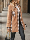 Women Trench Coat Autumn and Winter Single-Breasted Lapel Mid-Length Plaid Plush Coat