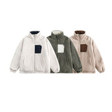Unisex Winter Cotton Coat Vintage Double-Sided Wear Loose and Warm Pocket Cashmere Cotton-Padded Coat
