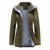 Women Trench Coat Autumn and Winter Detachable Hat Windbreaker Raincoat