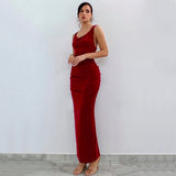 Women Dress round Neck Backless Party Slim-Fit Sheath Dress