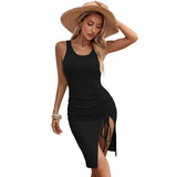 Women Dress Hip Crew Neck Holiday Dress